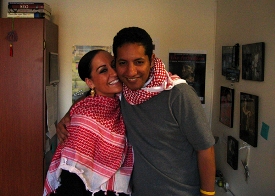 Coordinator of Project Ijtihad, Raquel Evita Saraswati, with Nasser Weddady.